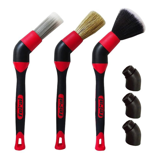 Feral Detailing Pro Πινέλα Καθαρισμού Με Προσαρμογέα Γωνίας 3 Τεμάχια